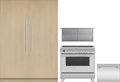 5 Piece Package Includes Refrigerator, Freezer, Range, Hood And Dishwasher